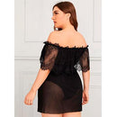 Babydoll Negro Mesh y Encaje - Sex Shop