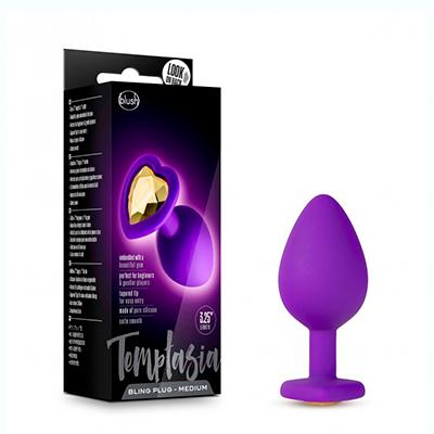 Plug Anal Morado con Diamante - Sex Shop