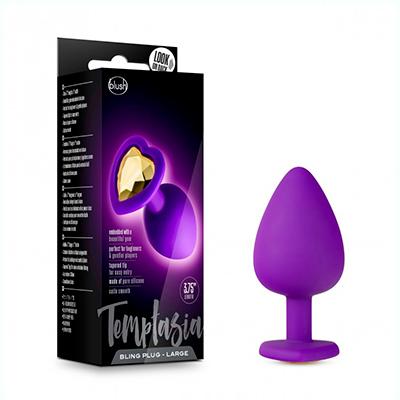 Plug Anal Morado con Diamante - Sex Shop