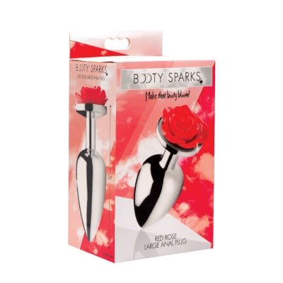 Plug de Metal con Rosa - Sex Shop
