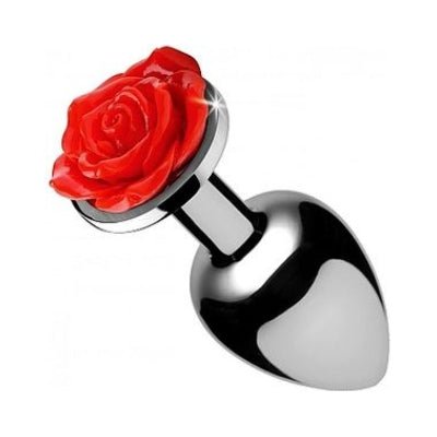 Plug de Metal con Rosa - Sex Shop